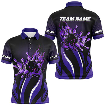 Custom Bowling polo, Quarter zip Shirts for men Custom team Bowling League jerseys, bowl gifts | Purple