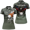 Custom Green Camo American Flag Eagle Golf Ball Custom Patriotic Womens Golf Polo Shirts, Unique Golf Gifts