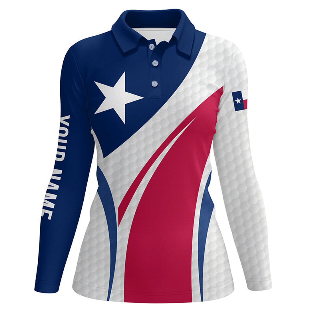 Custom Women Golf Polo Shirt Texas Flag Custom Red, White And Blue Golf Ball Skin Patriot Ladies Golf Tops