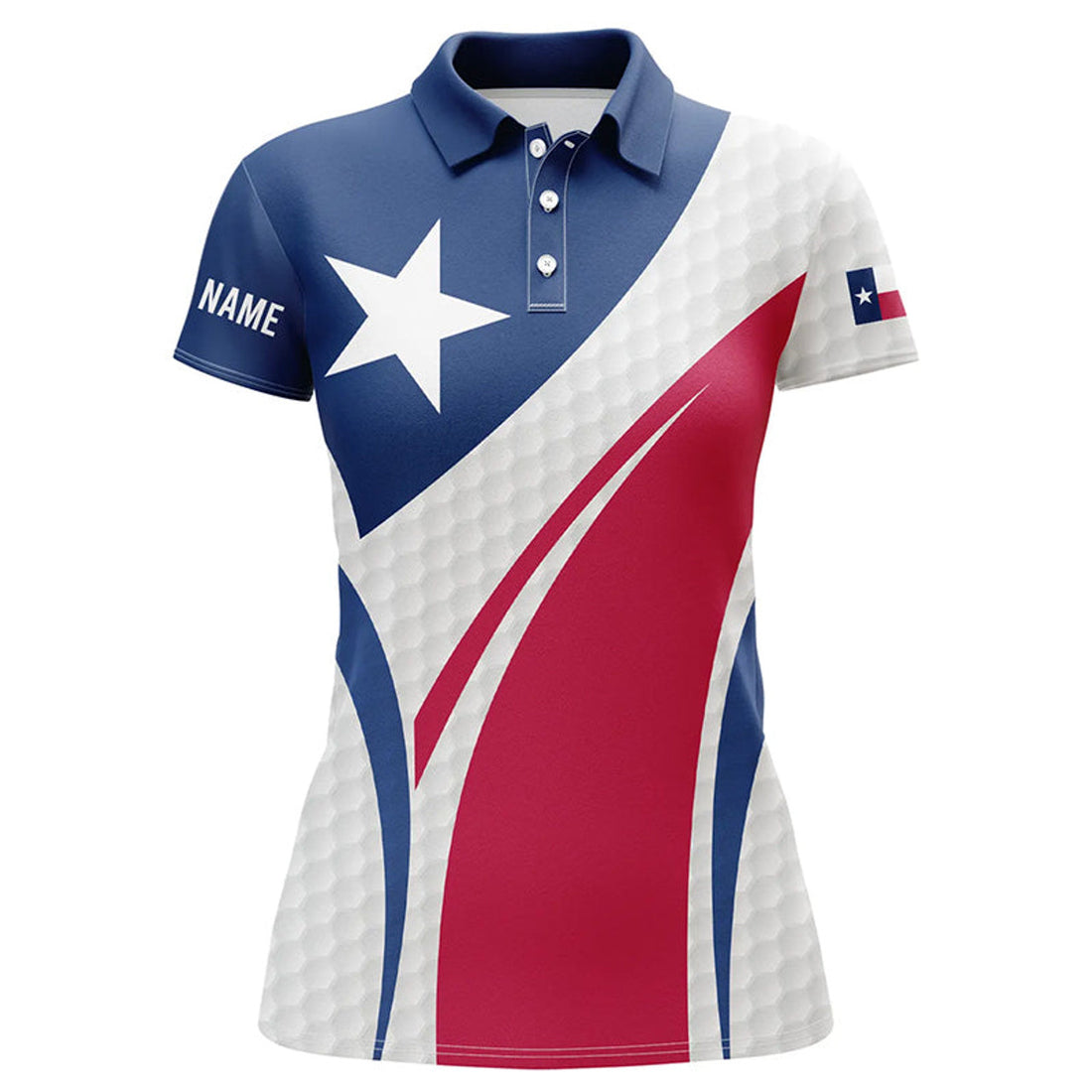 Custom Women Golf Polo Shirt Texas Flag Custom Red, White And Blue Golf Ball Skin Patriot Ladies Golf Tops