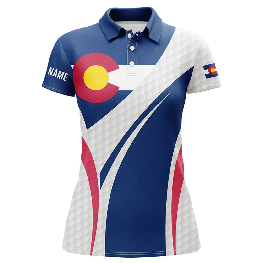 Custom Women Golf Polo Shirt Colorado Flag Custom White Golf Ball Skin Patriot Ladies Golf Tops