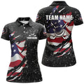 Custom American flag black grunge pattern golf clubs Womens golf polo shirts custom ladies golf tops
