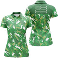 Custom Women Golf Polo Shirts Custom Green Camo American Flag Cool Ladies Golf Shirt