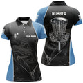 Custom Black Camo Women Disc Golf Polo Shirts Custom Team Disc Golf Basket Jerseys, Unique Golf Gifts | Blue
