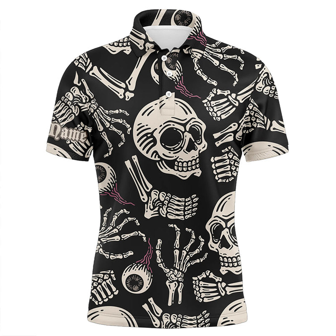 FUNSTUFFPRINT Skull bone pattern Mens golf polo shirt custom men's golf Polo Shirt Size S-5XL