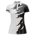 Custom Personalized Womens Golf Polos Shirt Custom White Golf Shirts Black American Flag Ladies Golf Apparel