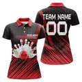 Custom Red Bowling Shirt For women Custom short sleeve polo Bowling Jersey 3D Bowling Team Shirt For women