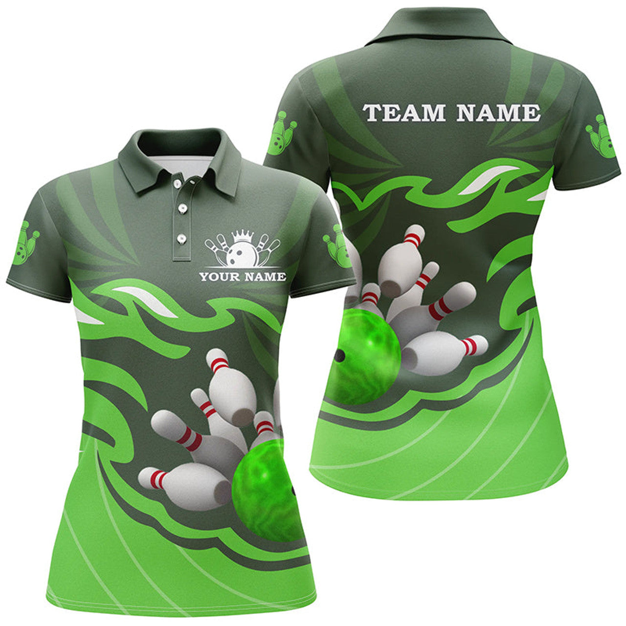 Custom Women Bowling Polo Shirt Custom Bowling Ball Pins Team League Jersey, Personalized Bowling Gift