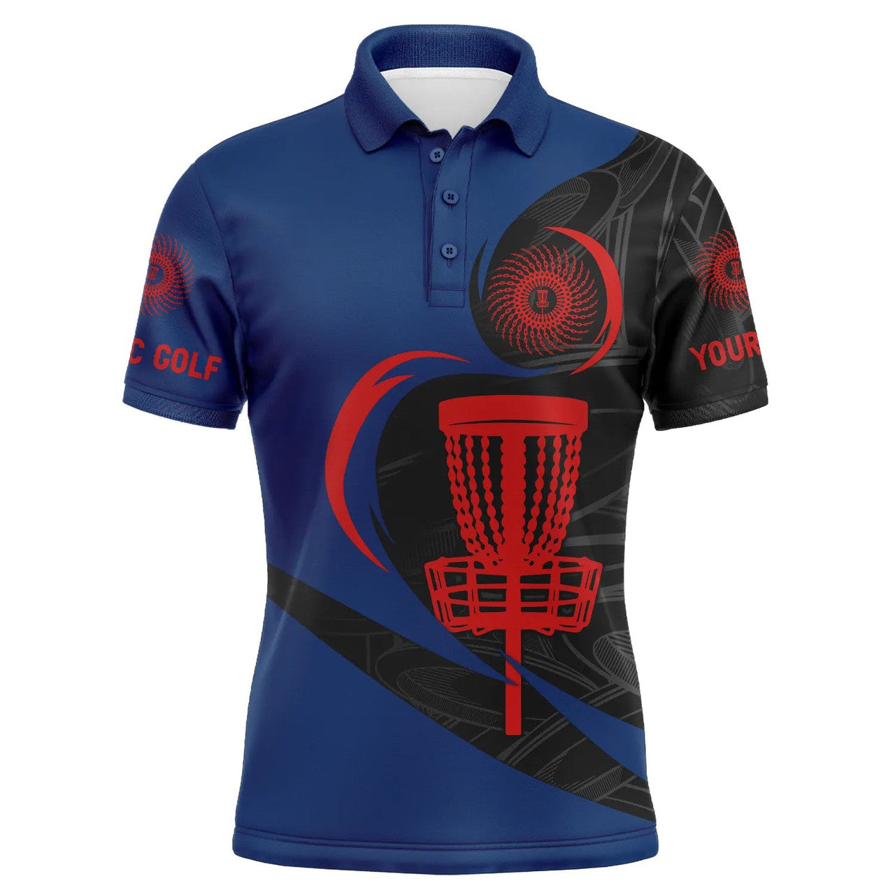 Custom Disc Golf Men Polo Shirt - Custom Name Disc Golf Basket Apparel - Personalized Gift For Disc Golf Lover, Men, Husband, Team