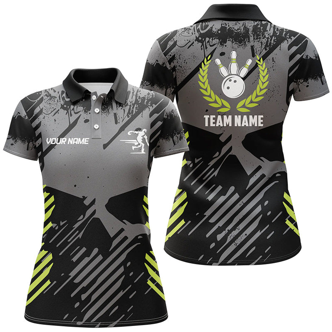 Custom Black Skull Bowling Shirt For Women Custom Bowling Polo Shirt Bowling Team Skull League Jerseys