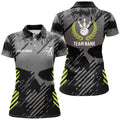 Custom Black Skull Bowling Shirt For Women Custom Bowling Polo Shirt Bowling Team Skull League Jerseys