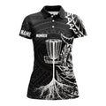 Custom White Tribal Womens Disc Golf Polo Shirt Custom Black Disc Golf Basket Jerseys Team Ladies Disc Golf