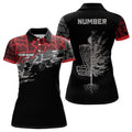 Custom Red Camo Abstract Pattern Black Womens Disc Golf Polo Shirt Custom Disc Golf Clothing