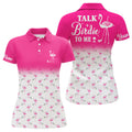 Custom Funny Womens Golf Polo Shirt Custom Pink And White Flamingo Golf Shirts Talk Birdie To Me