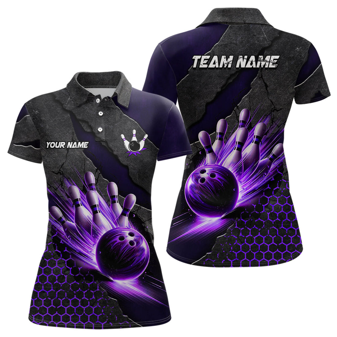 Custom Bowling Jersey For Women Custom Bowling Polo, for Team Bowlers | Purple