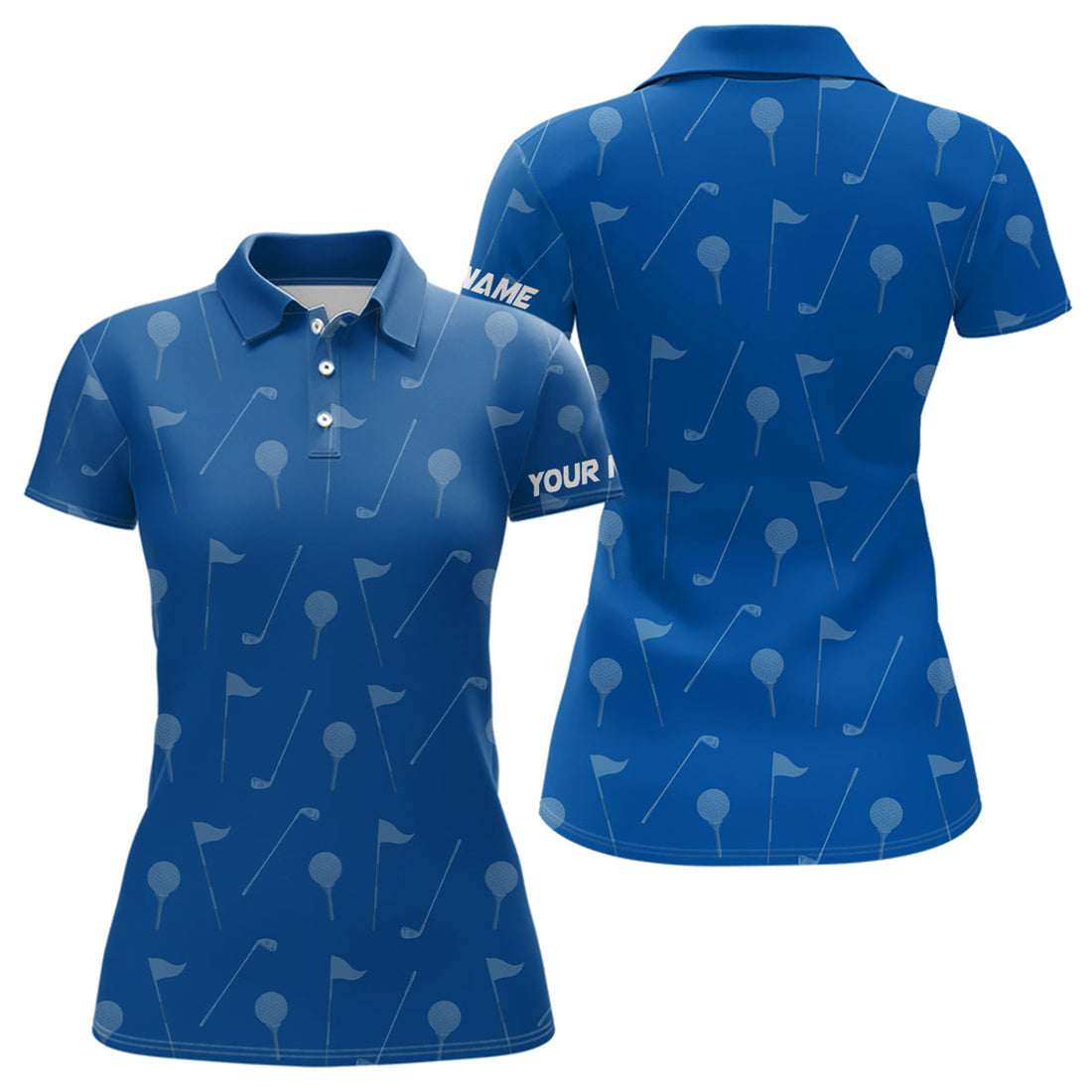 Custom Women Golf Polo Shirts Custom Blue Golf Pattern Polos Shirt For Women, Personalized Golf Gifts