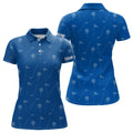 Custom Women Golf Polo Shirts Custom Blue Golf Pattern Polos Shirt For Women, Personalized Golf Gifts