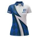Custom Women Golf Polo Shirts Custom Name Blue Argyle Pattern White Golf Ball Skin Womens Golf Wears