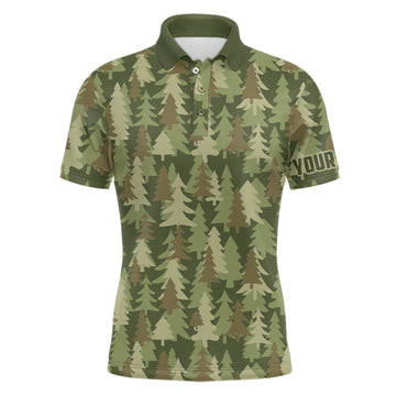 FUNSTUFFPRINT Mens golf polo shirt custom Christmas trees green camouflage pattern golf Polo Shirt Size S-5XL