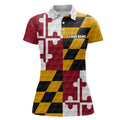 Custom Womens golf polo shirt custom Maryland flag golf ball polos shirt for ladies, patriotic golf gifts