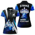 Custom Funny Women Bowling Polo Shirt Custom Strike Loading Please Wait Team Bowling Jerseys | Blue