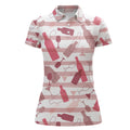 Custom Wine Stripe Pattern Women Golf Polo Shirt Custom Name Pink Ladies Golf Shirts, Unique Golf Gifts