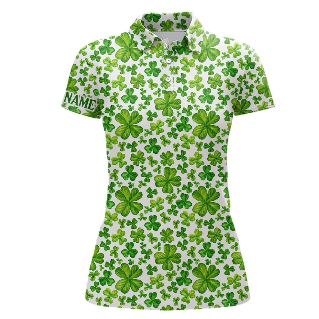 Custom Womens Golf Polos Shirts Watercolor Green Clover St Patrick's Day Pattern Custom Team Golf Polos