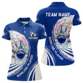 Custom Women Bowling Polo Shirts Custom Water Bowling Ball Pins Bowling Team Jersey, Gift For Bowlers | Blue