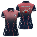 Custom Women Bowling Polo Shirts Custom Navy And Red Retro Bowling Team Shirts, Custom Bowling Jerseys