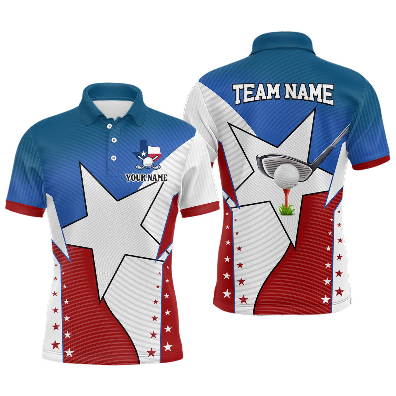 Custom Texas flag retro Mens golf polo shirts custom golf apparel for team men, gifts for golf lovers