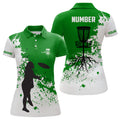 Custom Green And White Womens Disc Golf Polo Shirt Custom Name And Number Disc Golf Jerseys, Ladies Golf Tops
