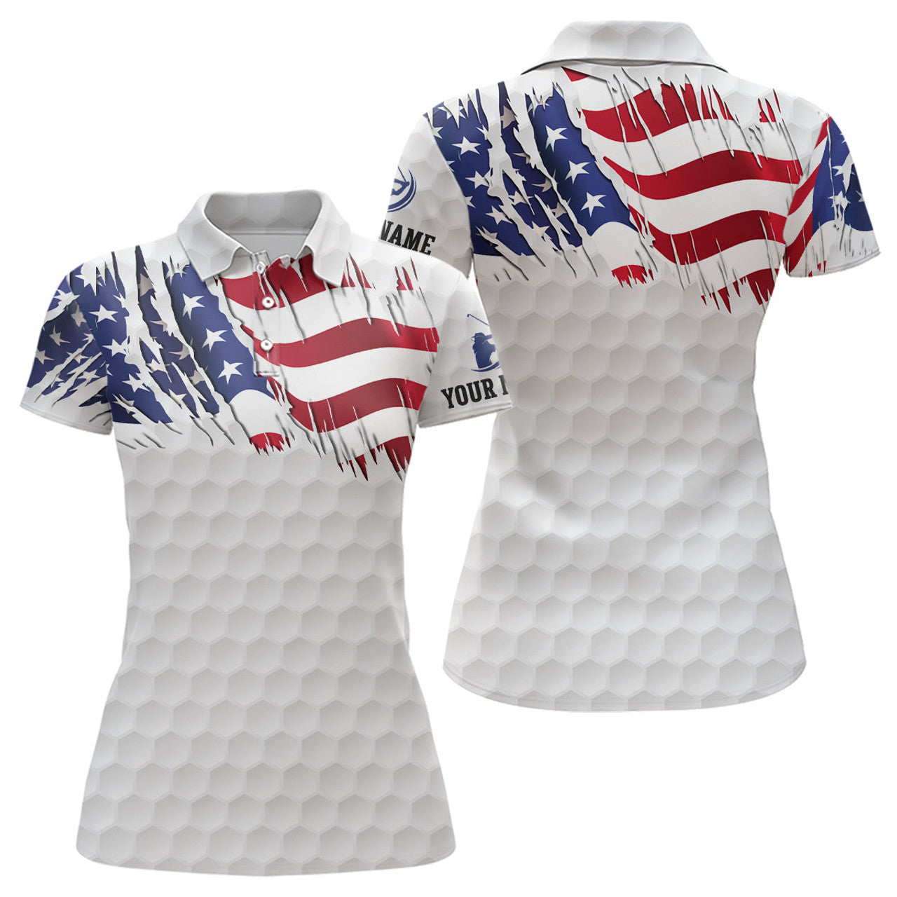 Custom American Flag white Women Golf Polo Shirts Custom patriotic womens top, unique polo shirts