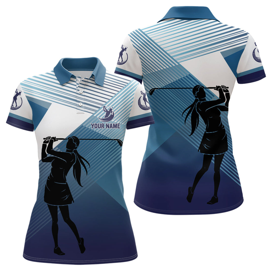 Custom Women golf polo shirt custom abstract blue background team golf shirts, golf tops for ladies