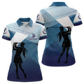 Custom Women golf polo shirt custom abstract blue background team golf shirts, golf tops for ladies