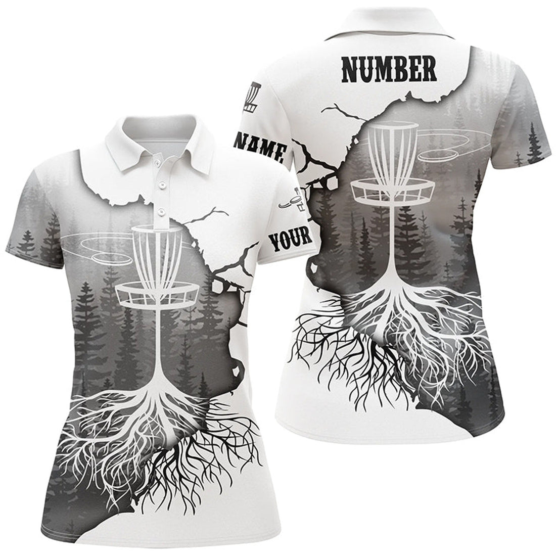 Custom Black Forest Womens Disc Golf Polo Shirt Customized Disc Golf Tops For Women Disc Golf Basket
