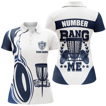 Custom Bang Me Womens Disc Golf Shirts Navy & White Custom Polo Shirt For Womens Disc Golf Gifts