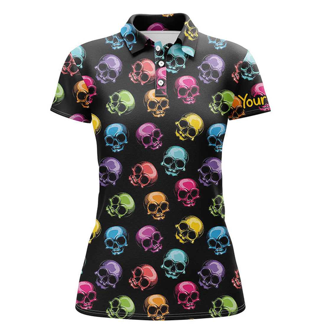 Custom Colorful Skull Golf Polo Shirts Personalized Halloween Golf Shirts For Women, Golf Gifts