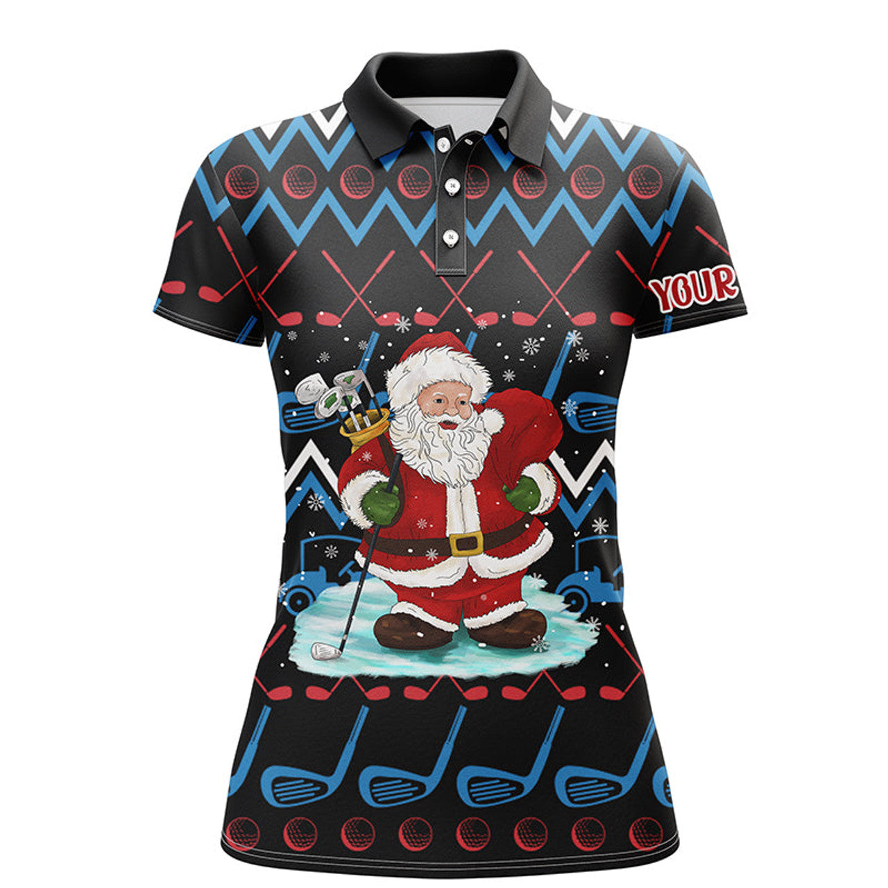 Custom Santa Golf Clubs Ugly Christmas Womens Golf Polo Shirt Custom Golf Tops For Women Golf Gifts