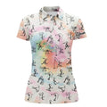 Custom Rainbow Tie Dye Stick Figures Playing Golf Polo Shirt Custom Golf Shirts For Women Golf Gifts