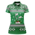 Custom Green Christmas Golf Polo Shirts Snowflakes Winter Golf Shirts For Women Golfing Gifts
