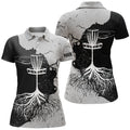 Custom Womens Disc Golf Polo Shirt Custom Name Black & Grey Disc Golf Basket, Disc Golf Shirts For Women