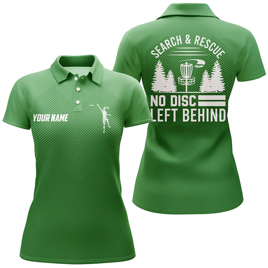 Custom Search & Rescue Green Geometric Womens Disc Golf Polo Shirt Custom Disc Golf Shirts For Women