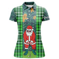 Custom Christmas Santa Golf Polo Shirt Flannel Plaid Pattern Green Golf Shirts For Women Golf Gifts