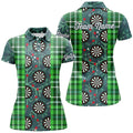Custom Christmas Darts Flannel Plaid Pattern Green Women Polo Shirt Custom Darts Jersey For Women