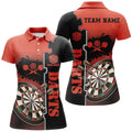 Custom Personalized Red Black Darts Polo Shirt Custom Darts Shirt For Women Darts Team Jersey