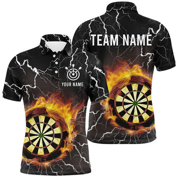 FUNSTUFFPRINT Customized Flame Darts Men Polo Shirt Thunder Lightning Dart Polo Shirt Size S-5XL