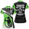 Custom I Play Darts Because I Like It Green Halo Womens Darts Polo Shirt Dart Jerseys For Women