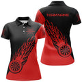 Custom Personalized Red Black Flame Darts Polo Shirt Custom Darts Shirt For Women Dart Jersey