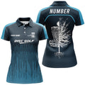 Custom Sporty Light Dark Blue Design Disc Golf Polo Shirts Custom Cool Disc Golf Shirts For Women