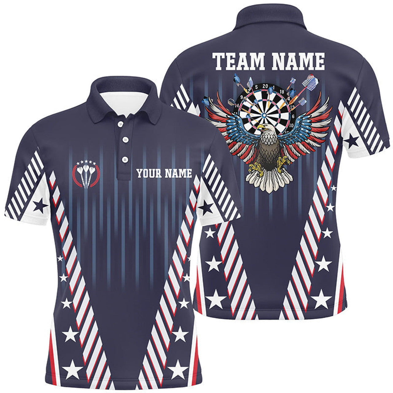 Personalized Patriot Us Flag Men Darts Polo Shirt Navy Eagle Custom Darts Shirt For Men